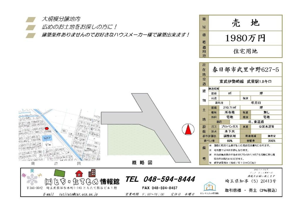 春日部市武里中野　売地